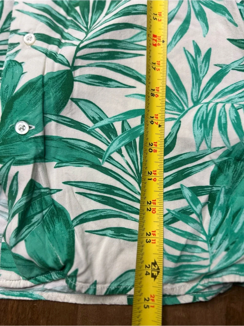 Banana Republic White Shirt with Green Tropical Leaf Print